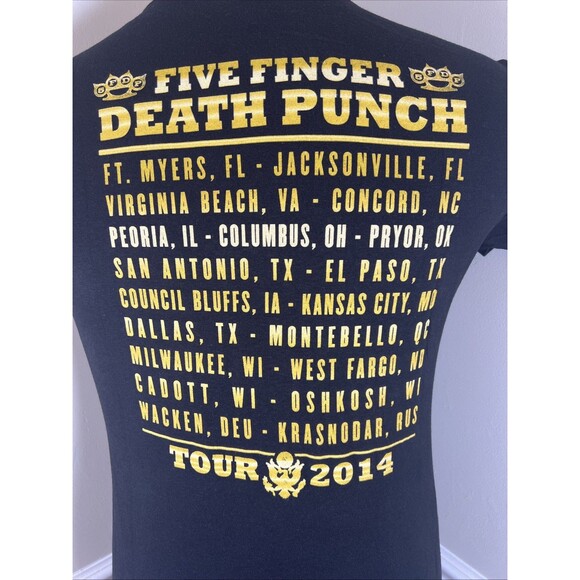 Five Finger Death Punch 2014 Tour (Unisex) T-Shirt Black‎ (Large) Metal Band - Picture 3 of 5